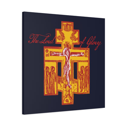 The Lord of Glory | Russian Golgotha Crucifix IconoGraphic (Blue BG) | 1 Corinthians 2:8 | Orthodox Christian Canvas Art