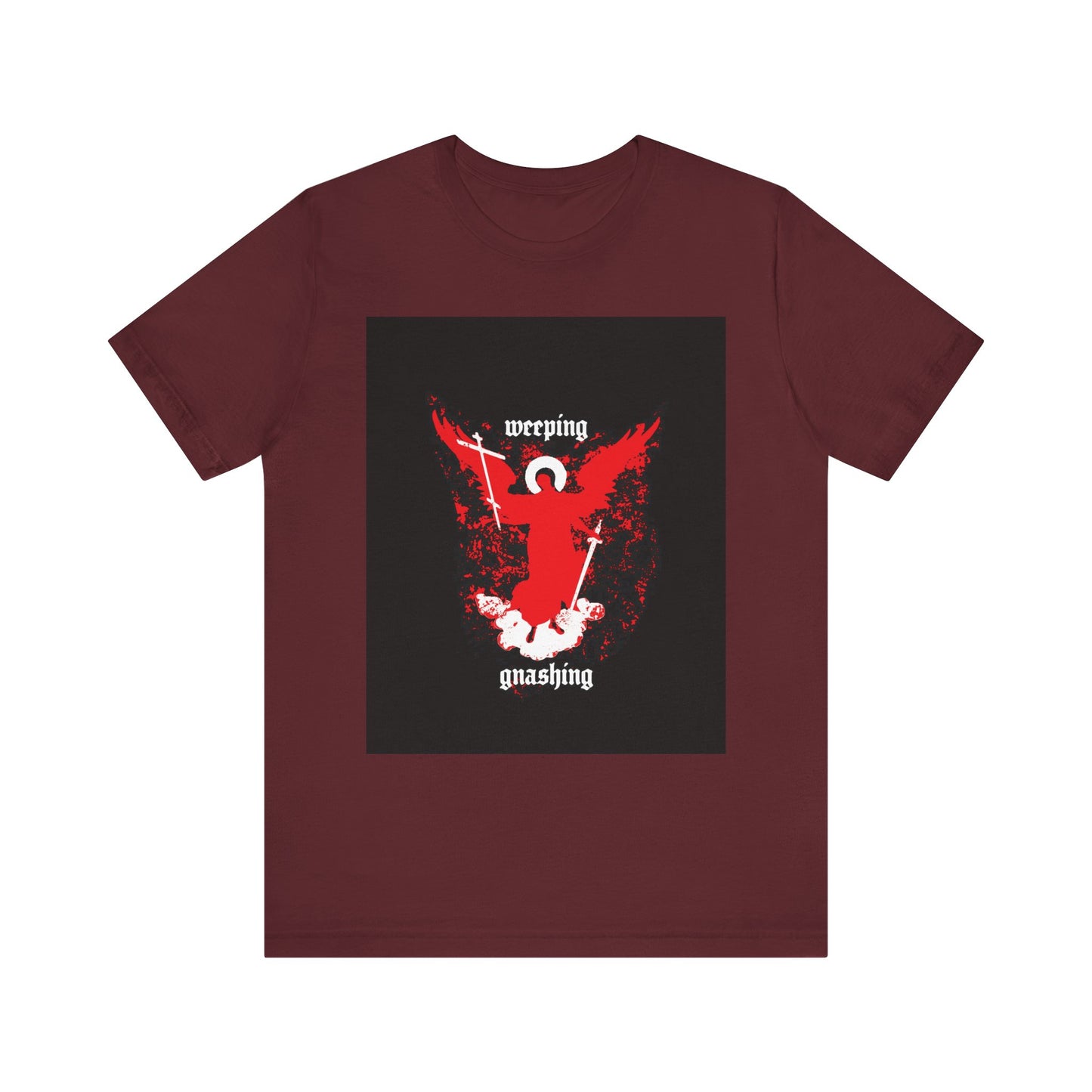 Weeping and Gnashing (Matthew 13:41) | Red Avenging Angel IconoGraphic | Orthodox Christian Lightweight Cotton Unisex Tee