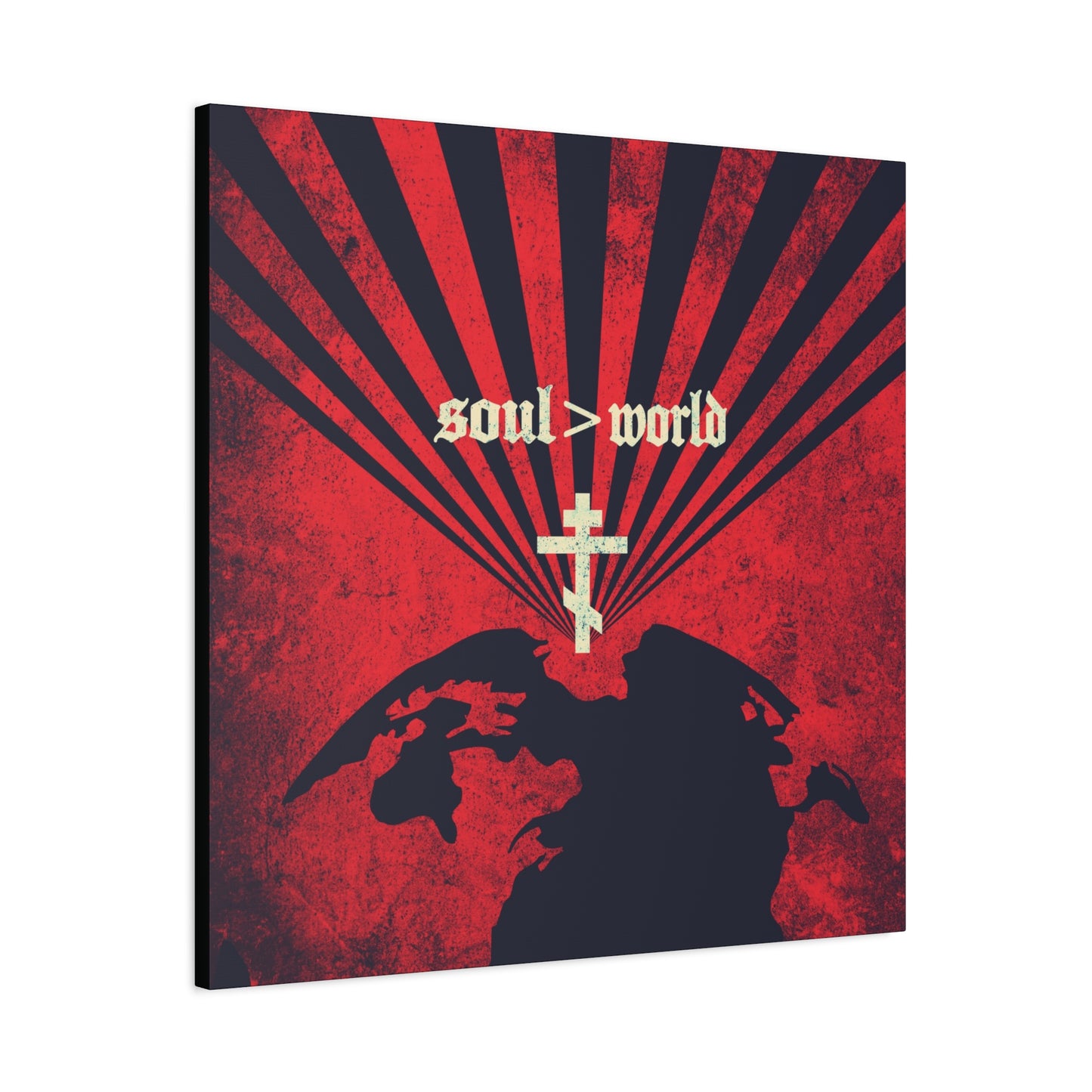 What Shall it Profit a Man | Matthew 16:26 | Soul Is Greater Than World | Red Earth White Cross | Orthodox Christian Canvas Art
