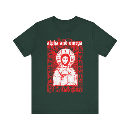 Christ Pantocrator IconoGraphik No. 2 (Alpha and Omega) | Orthodox Christian T-Shirt