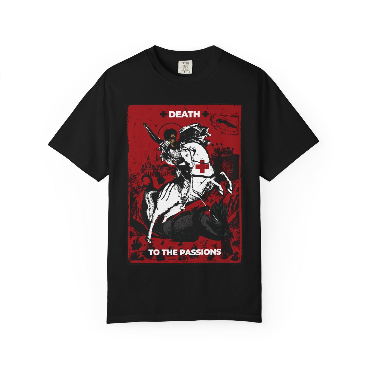 St George Slaying the Dragon | Death to the Passions | Unseen Warfare | Ascetic Orthodox Christianity | Heavyweight Cotton Unisex T-Shirt