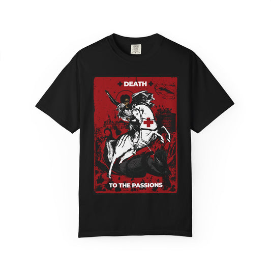 St George Slaying the Dragon | Death to the Passions | Unseen Warfare | Ascetic Orthodox Christianity | Heavyweight Cotton Unisex T-Shirt