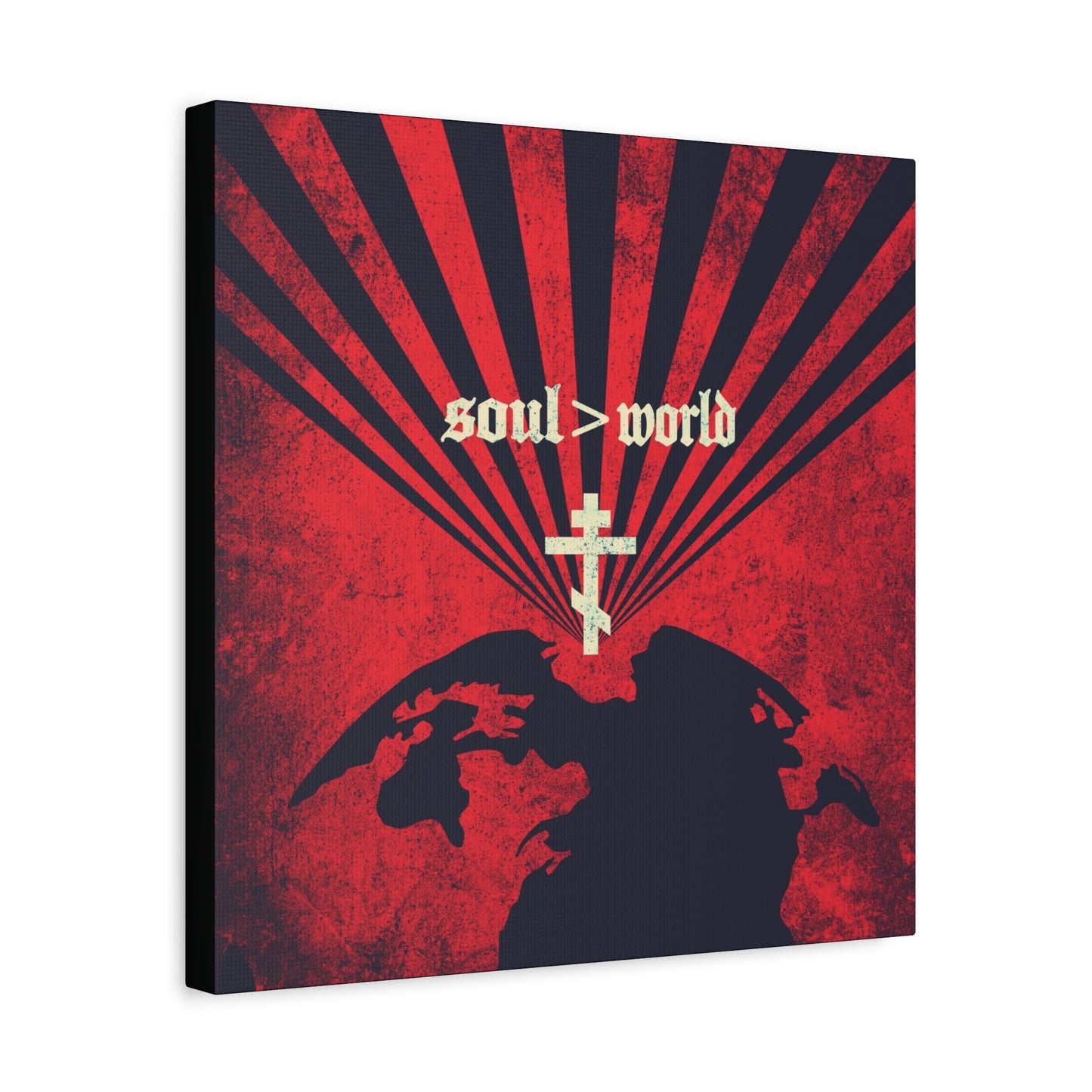 What Shall it Profit a Man | Matthew 16:26 | Soul Is Greater Than World | Red Earth White Cross | Orthodox Christian Canvas Art