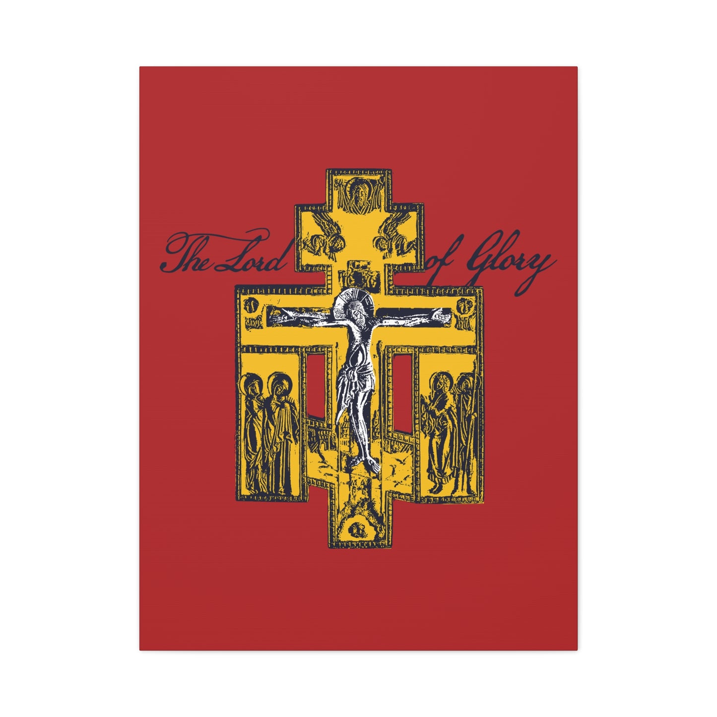 The Lord of Glory | Russian Golgotha Crucifix IconoGraphic (Red BG) | 1 Corinthians 2:8 | Orthodox Christian Canvas Art
