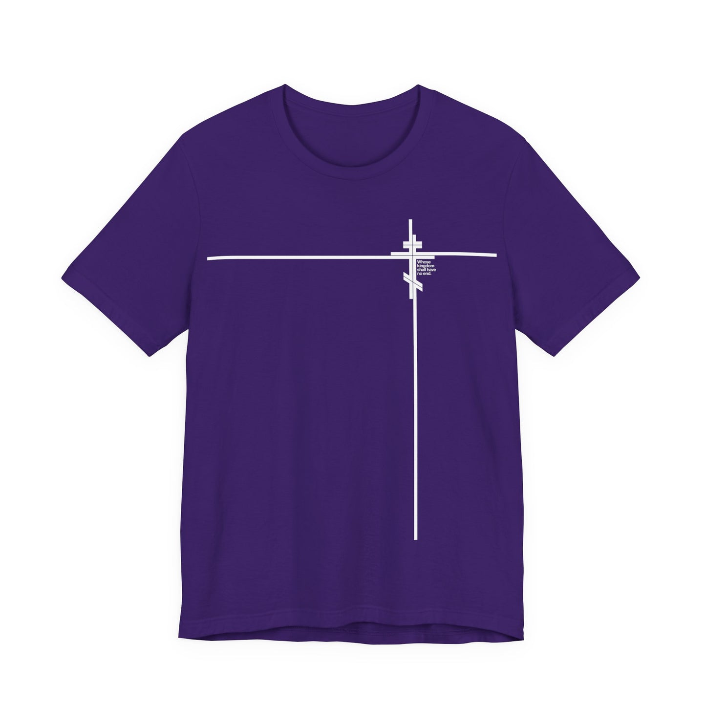 Whose Kingdom Shall Have No End (Small Design) | Luke 1:32-33 | Orthodox Cross | Minimalist Logo Style | Orthodox Christian Unisex Cotton Tee