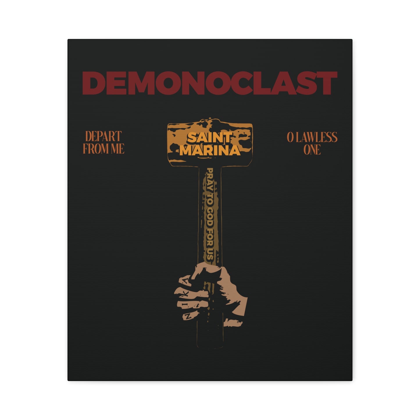 Demonoclast | St. Marina's Hammer | NIKA Fist | Christ Conquers | Demon Smasher | Unseen Warfare | Christian Martyrdom | Orthodox Canvas Art