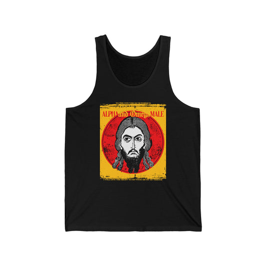 Alpha and Omega Male (Jesus Christ Image of Edessa IkonoGraphic) | Mandylion Image Made Without Hands | Orthodox Christian Tank Top