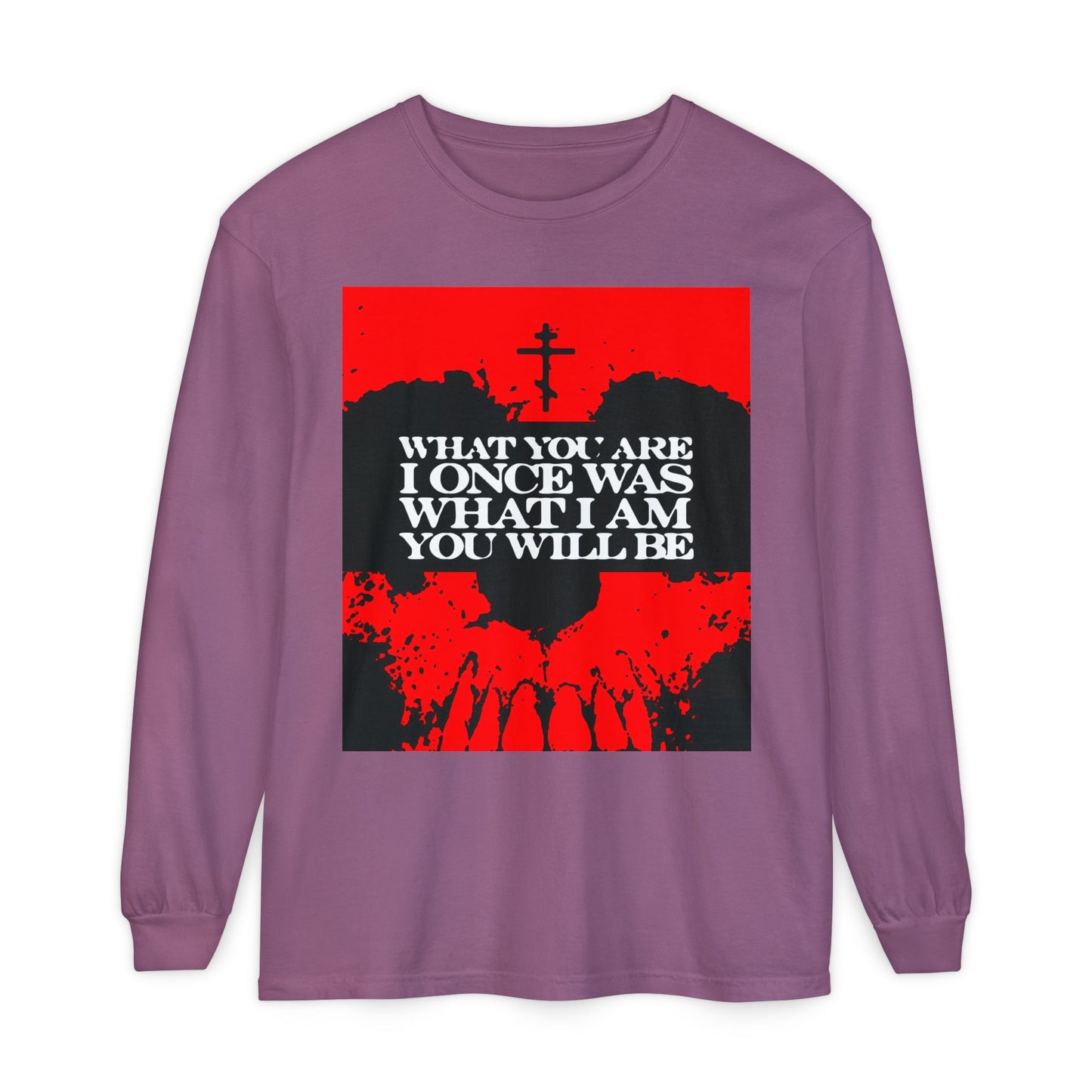 What You Are, I Once Was. What I Am, You Will Be | Memento Mori | Red Skull Remembrance of Death | Orthodox Christian Long Sleeve Shirt