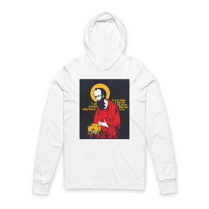 St Paul Holding Gospel Iconographic | I am crucified with Christ (Galatians 2:20) | Orthodox Long Sleeve Hooded Shirt