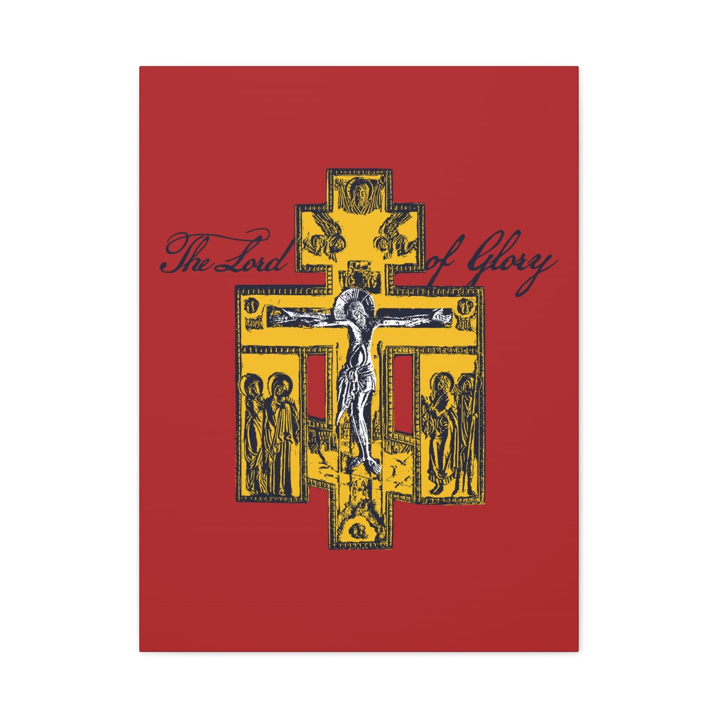 The Lord of Glory | Russian Golgotha Crucifix IconoGraphic (Red BG) | 1 Corinthians 2:8 | Orthodox Christian Canvas Art