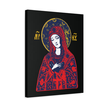 Joy of All Joys Tenderness Theotokos Iconographic Based on Traditional Orthodox Iconography | Red Design | Orthodox Christian Canvas Art