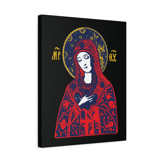 Joy of All Joys Tenderness Theotokos Iconographic Based on Traditional Orthodox Iconography | Red Design | Orthodox Christian Canvas Art