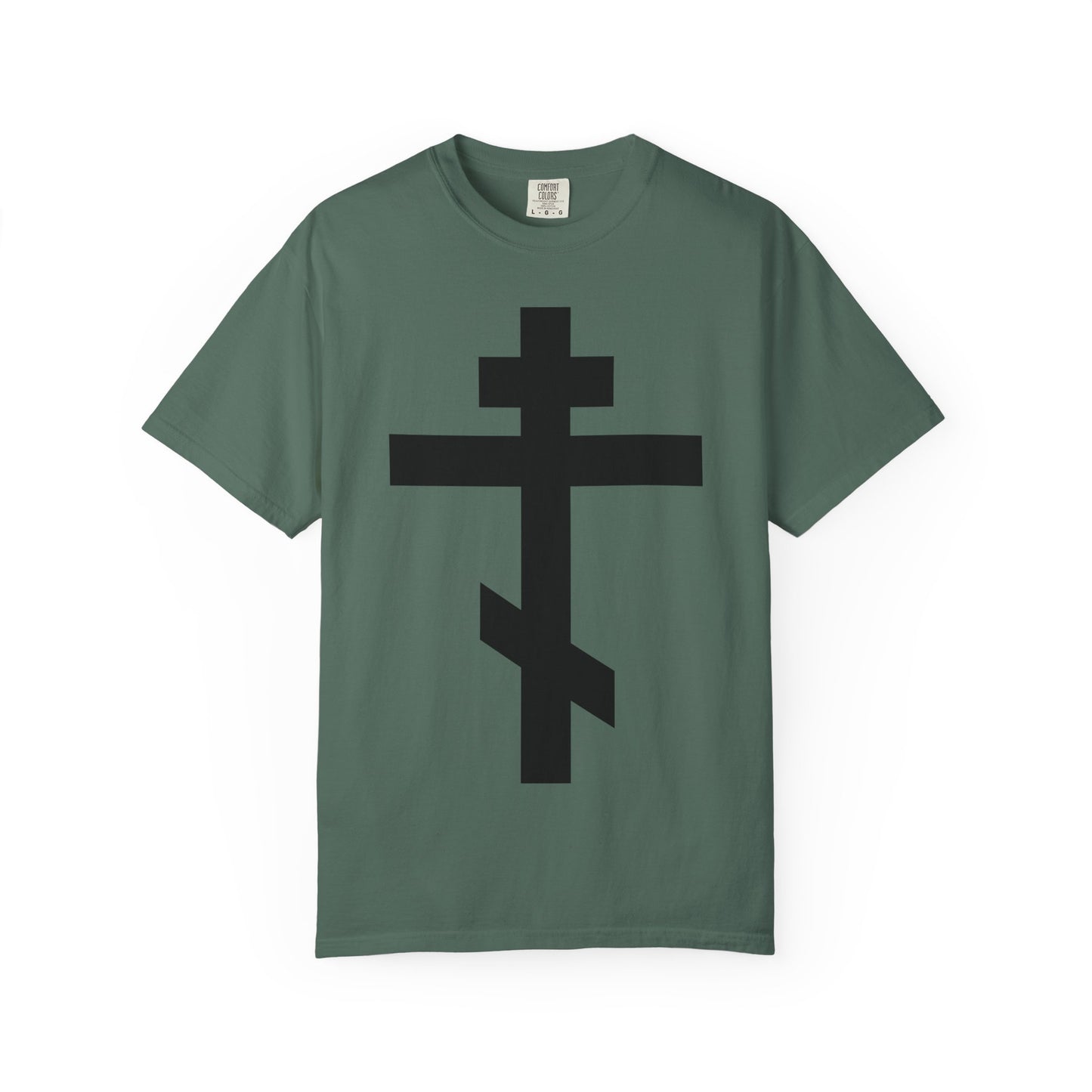 Large Black Orthodox Cross | He bore our sins on the cross so that we might die to sin & live to righteousness | Heavyweight Cotton Unisex Tee