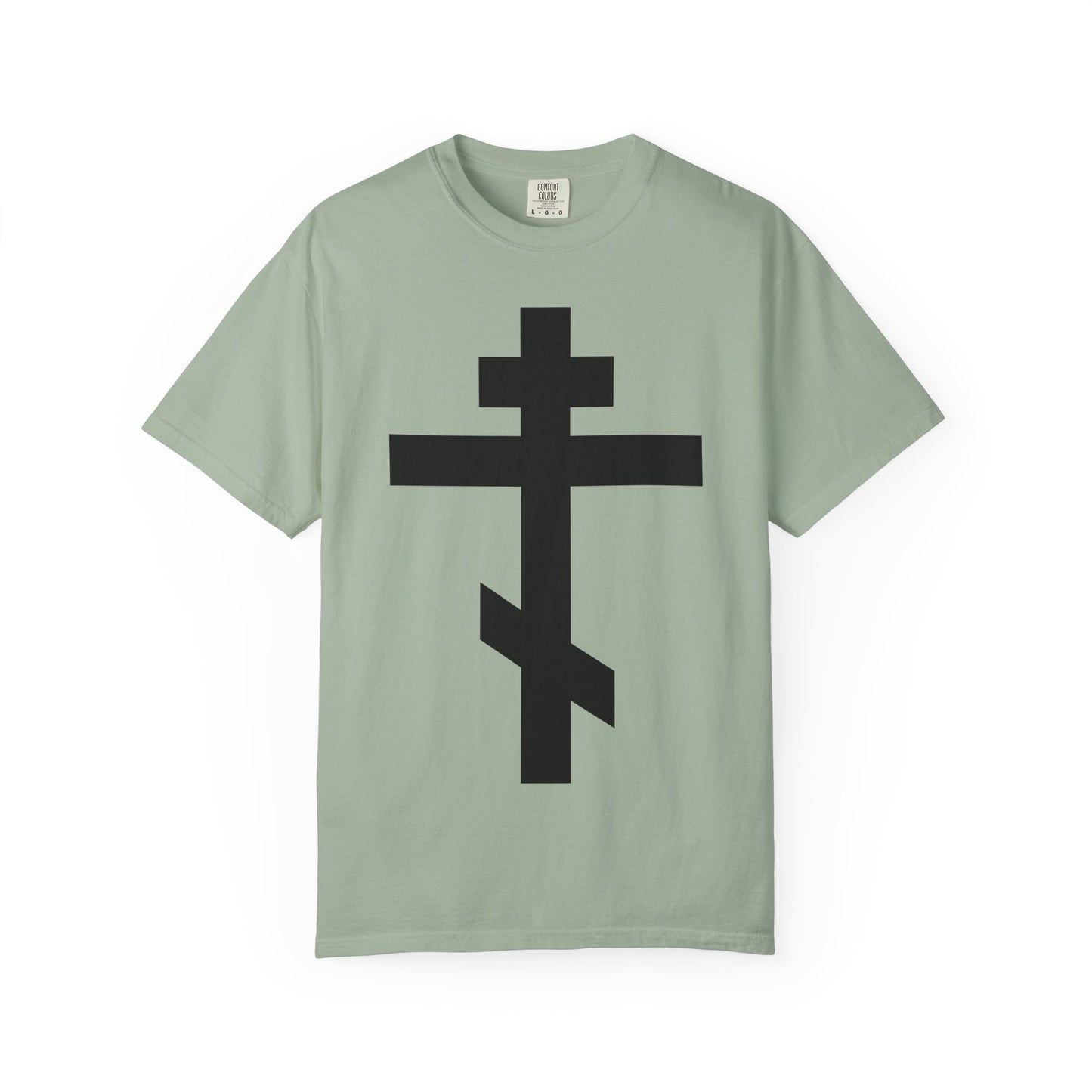 Large Black Orthodox Cross | He bore our sins on the cross so that we might die to sin & live to righteousness | Heavyweight Cotton Unisex Tee