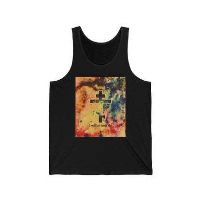 Behold, I Make All Things New (Revelation 21:5) | Cosmic Orthodox Cross On Inverted Starfield | Second Coming | Orthodox Christian Jersey Tank Top