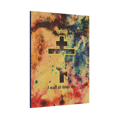 Behold, I Make All Things New (Revelation 21:5) | Cosmic Orthodox Cross On Inverted Starfield | Second Coming | Orthodox Christian Canvas Art