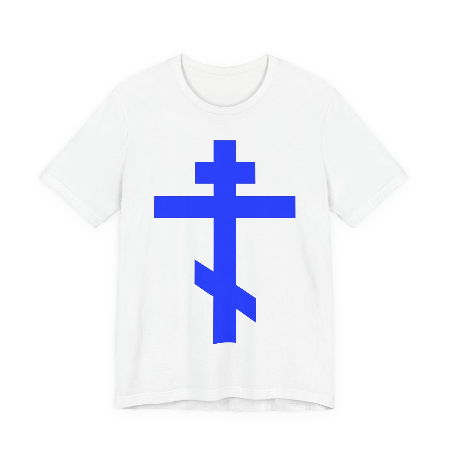 Royal Blue Orthodox Tribar Cross | Preserve Thy People By Thy Cross, O Lord | Christ is King | Christian Unisex Cotton Tee