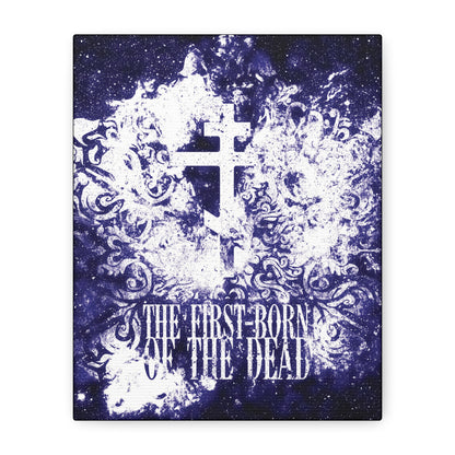 The First-Born of the Dead | Glowing White & Blue Textured Cosmic Orthodox Cross | Resurrection & Apocalypse | Christian Canvas Art