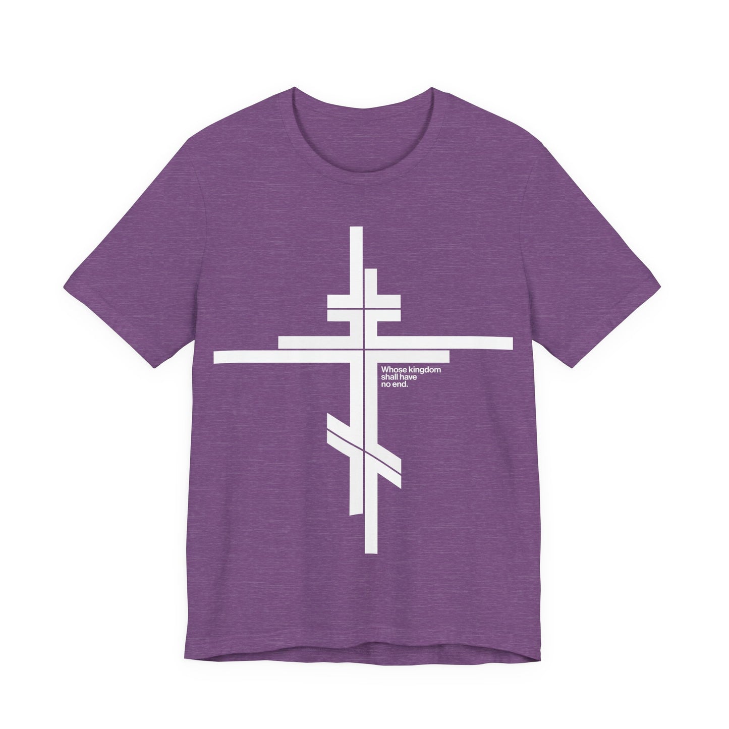 Whose Kingdom Shall Have No End | Luke 1:32-33 | Orthodox Cross | Modernist Minimalist Logo Style | Orthodox Christian Unisex Cotton T-Shirt