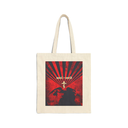 What Shall it Profit a Man | Matthew 16:26 | Soul Is Greater Than World | Red Earth White Cross | Orthodox Christian Tote Bag