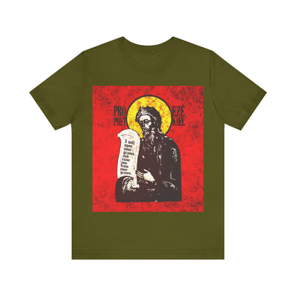 Prophet Ezekiel IconoGraphic | Textured, High Contrast Bright Red and Yellow Design | Old Testament | Orthodox Christian T-Shirt