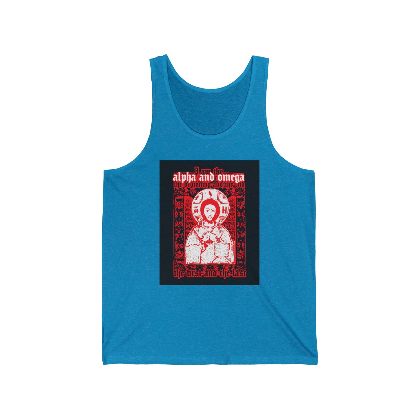 Christ Pantocrator IconoGraphik No. 2 (Alpha and Omega) | Orthodox Christian Jersey Tank Top / Sleeveless Shirt