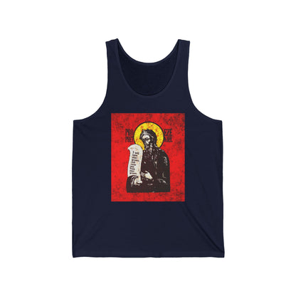 Prophet Ezekiel IconoGraphic | Textured, High Contrast Bright Red and Yellow Design | Old Testament | Orthodox Christian Jersey Tank Top