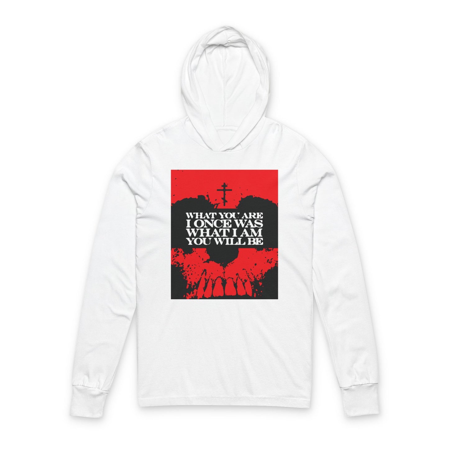 What You Are, I Once Was. What I Am, You Will Be | Memento Mori | Red Skull Remembrance of Death | Orthodox Long Sleeve Hooded Shirt