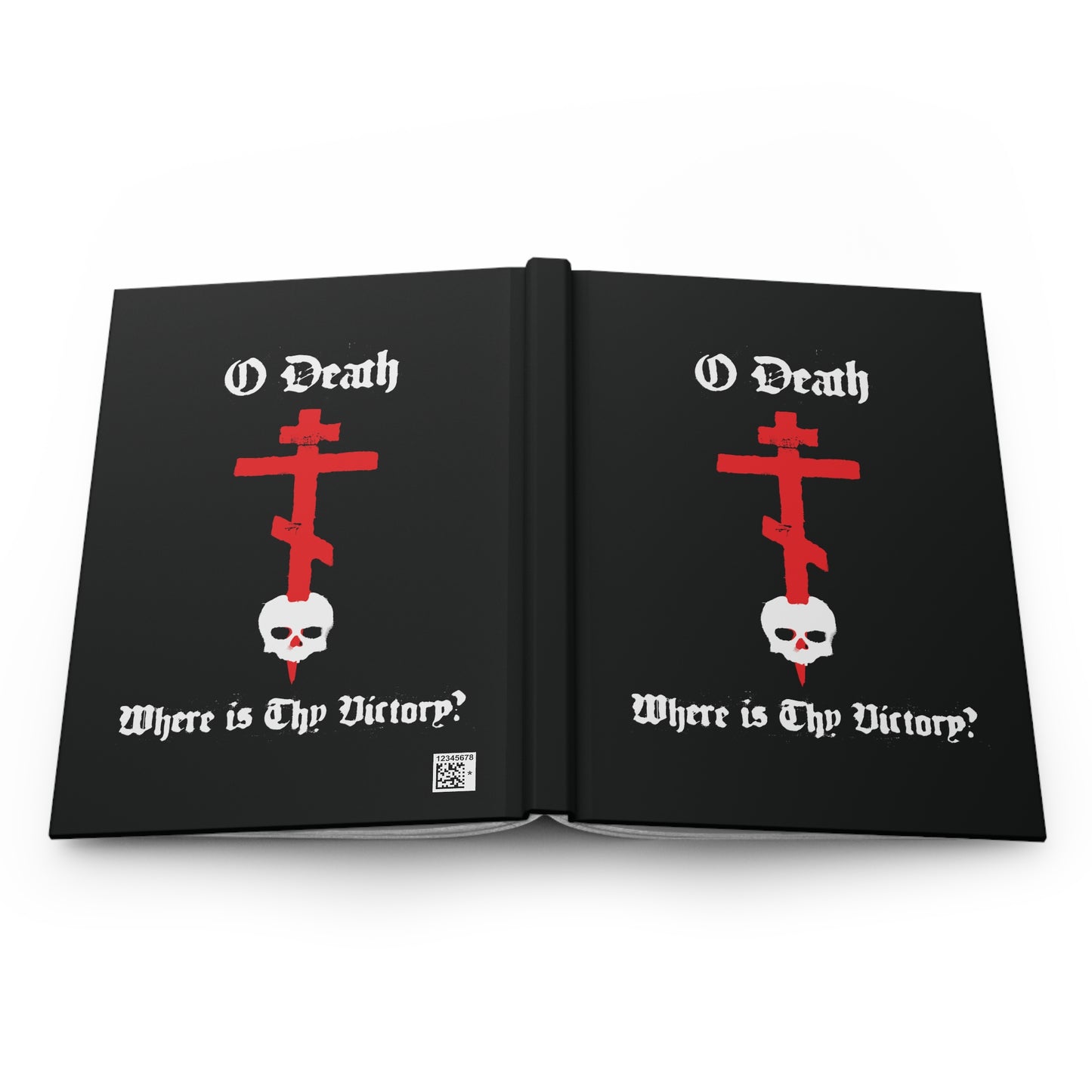 O Death Where is Thy Victory? 1 Cor 15:55 | Orthodox Cross Stabbing Skull | Spraypaint Aesthetic | Orthodox Christian Hardcover Journal