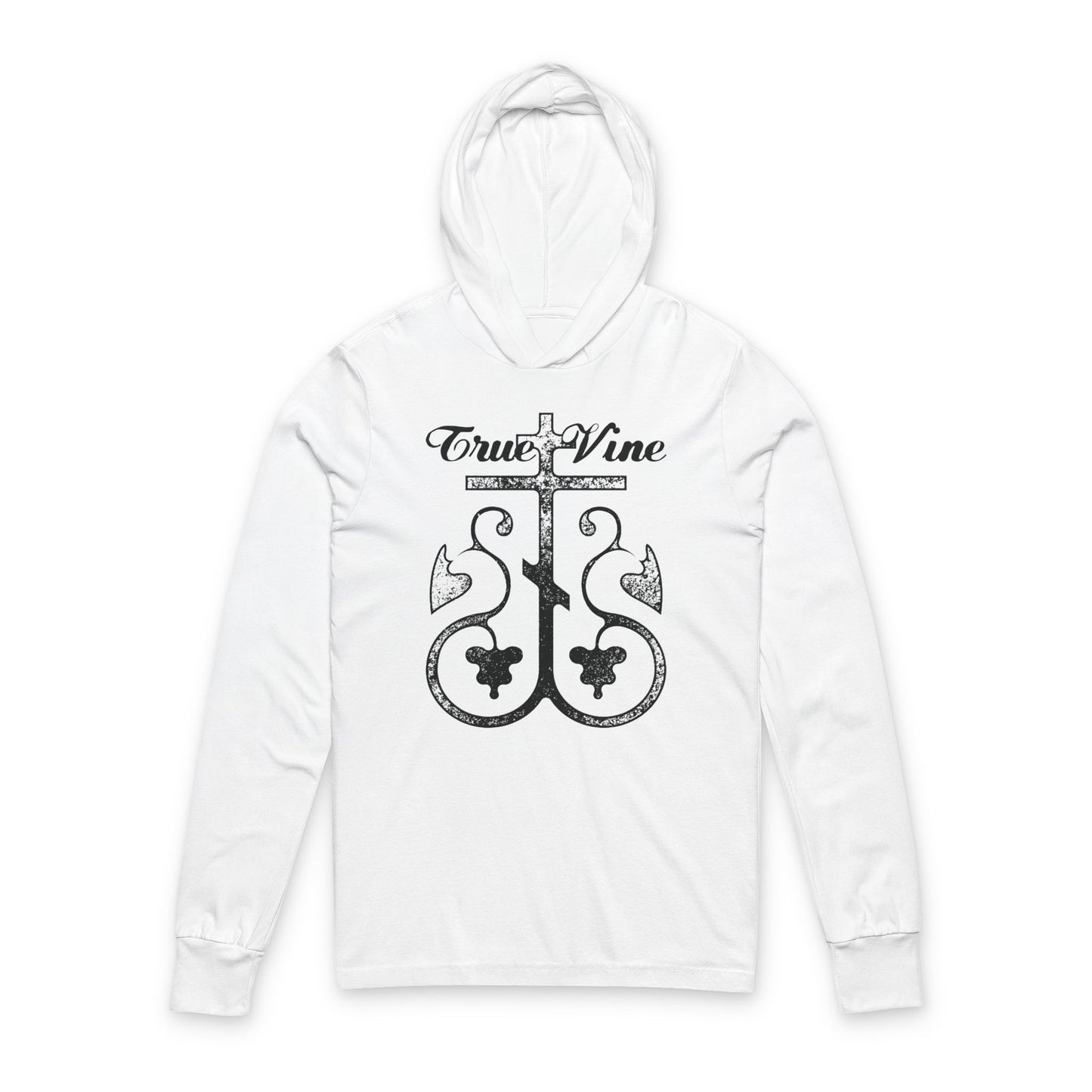 I Am the True Vine (John 15, Ezekiel 15) | Orthodox Cross with Grape Vine | Photocopy Effect | Orthodox Hooded Shirt