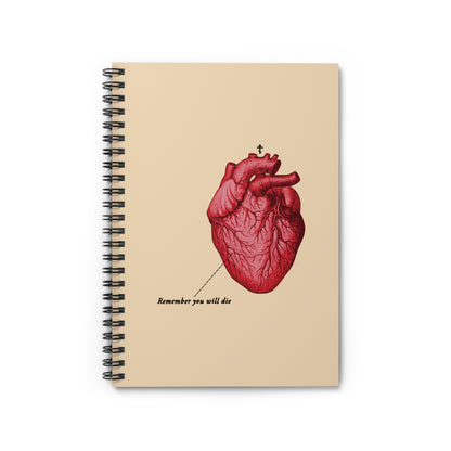 The "Remember You Will Die" spiral notebook features a retro medical heart and Orthodox cross, reminding you of repentance and God's mercy with its memento mori cover.