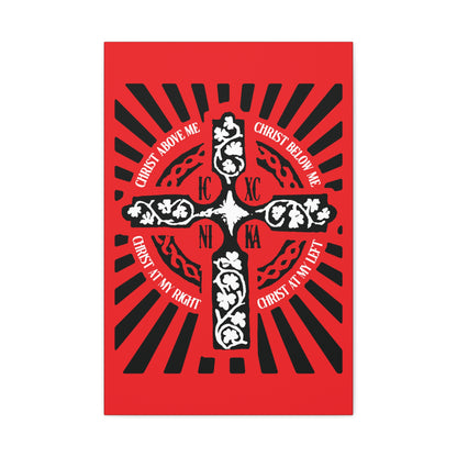 Red ICXC NIKA Enniskillen Celtic Cross | Lorica of St. Patrick | Shield Prayer | Orthodox Christian Canvas Art