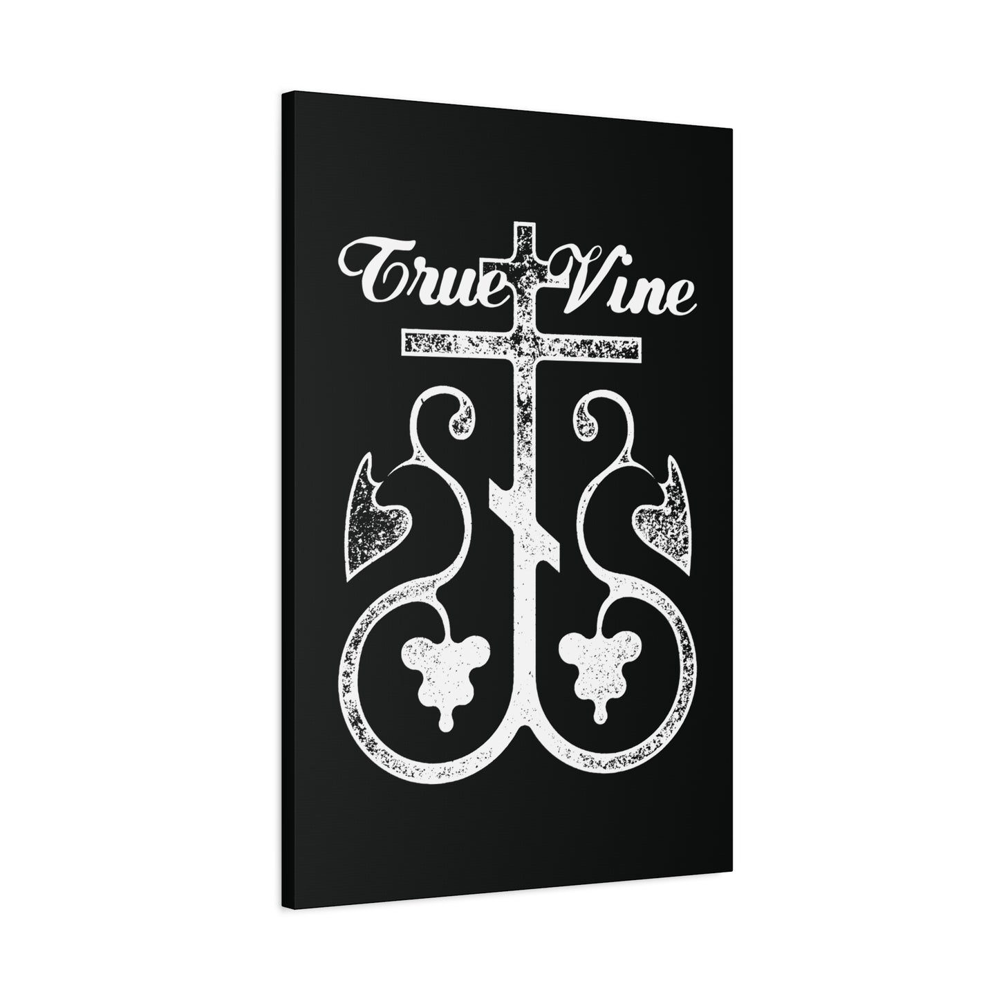 I Am the True Vine (John 15, Ezekiel 15) | Orthodox Cross with Grape Vine | Photocopy Effect | Orthodox Christian Canvas Wall Art