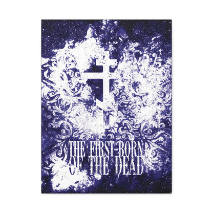 The First-Born of the Dead | Glowing White & Blue Textured Cosmic Orthodox Cross | Resurrection & Apocalypse | Christian Canvas Art