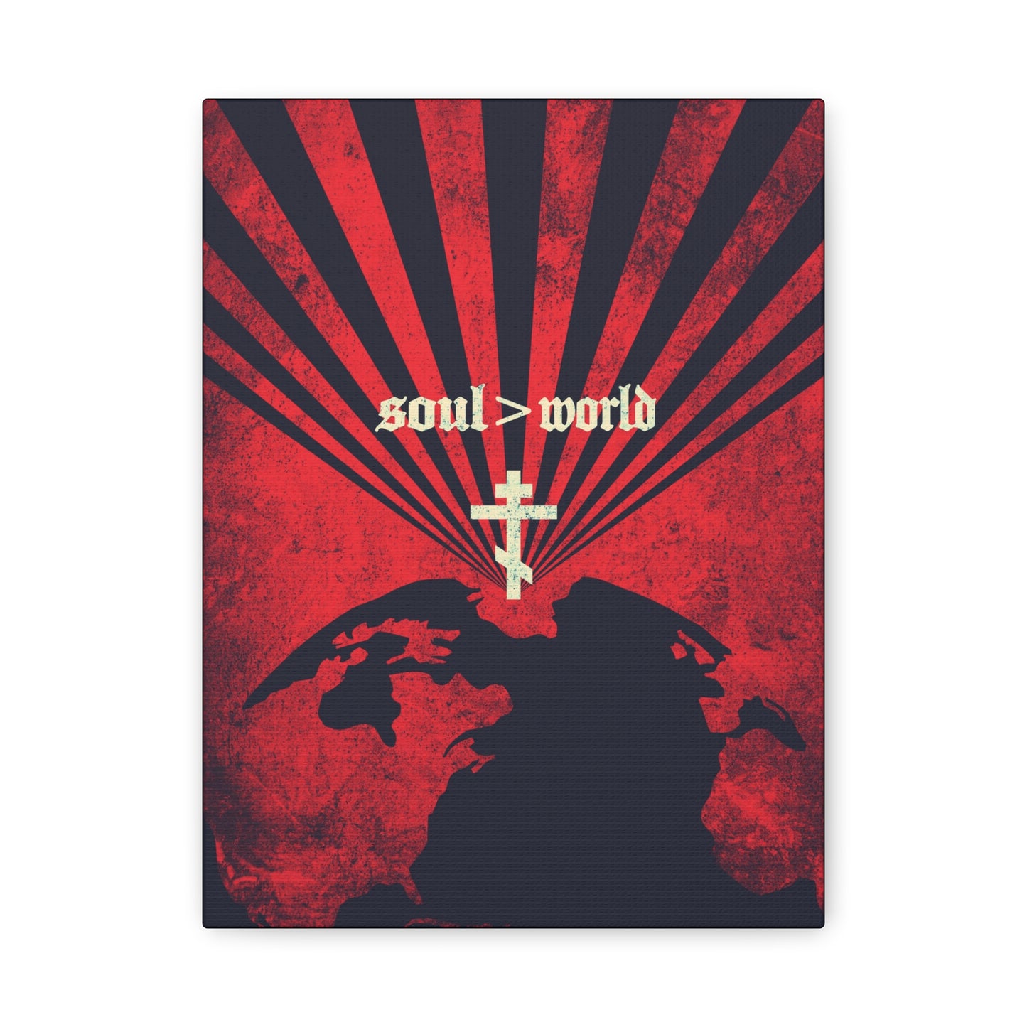 What Shall it Profit a Man | Matthew 16:26 | Soul Is Greater Than World | Red Earth White Cross | Orthodox Christian Canvas Art