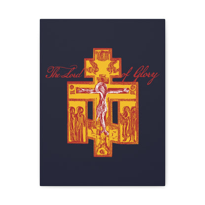 The Lord of Glory | Russian Golgotha Crucifix IconoGraphic (Blue BG) | 1 Corinthians 2:8 | Orthodox Christian Canvas Art