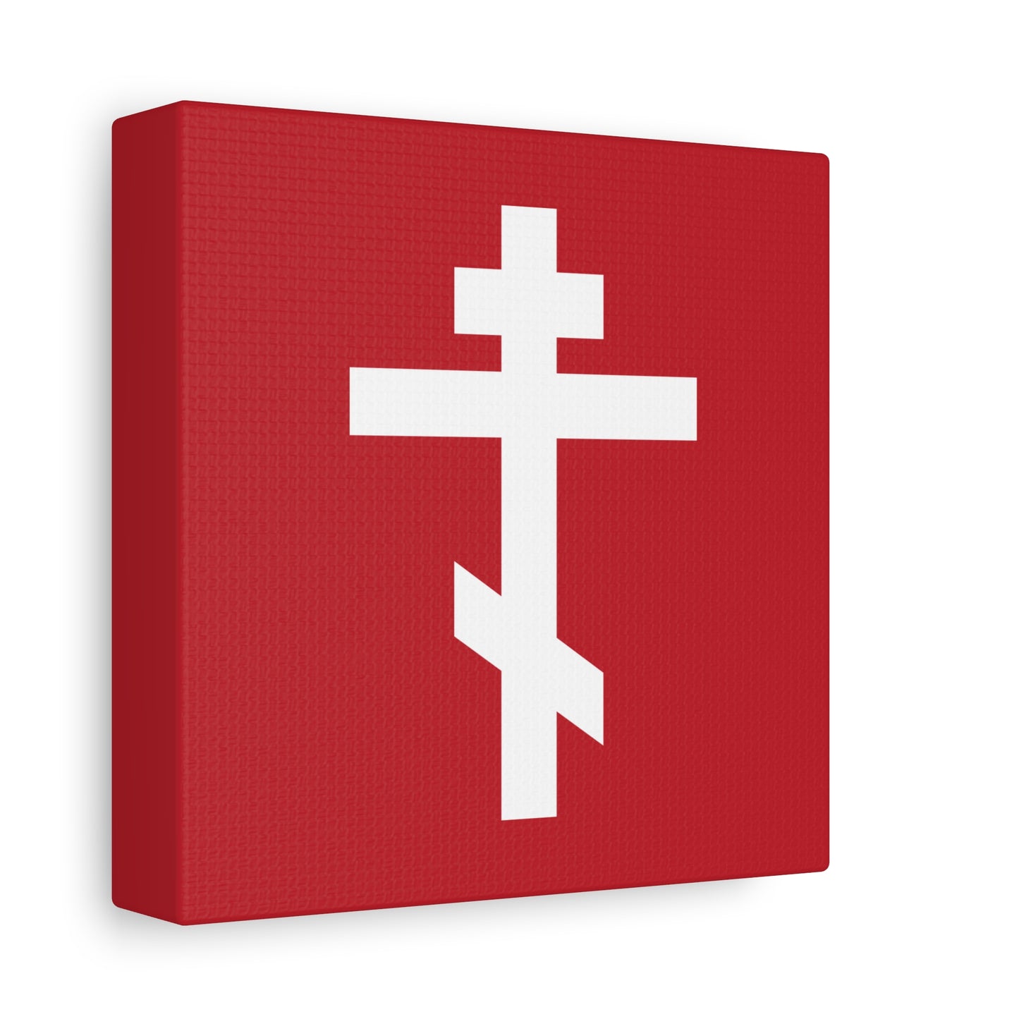 White Orthodox Cross Red Background | The cross is foolishness to those who are perishing, to us it is the power of God | Orthodox Canvas Art