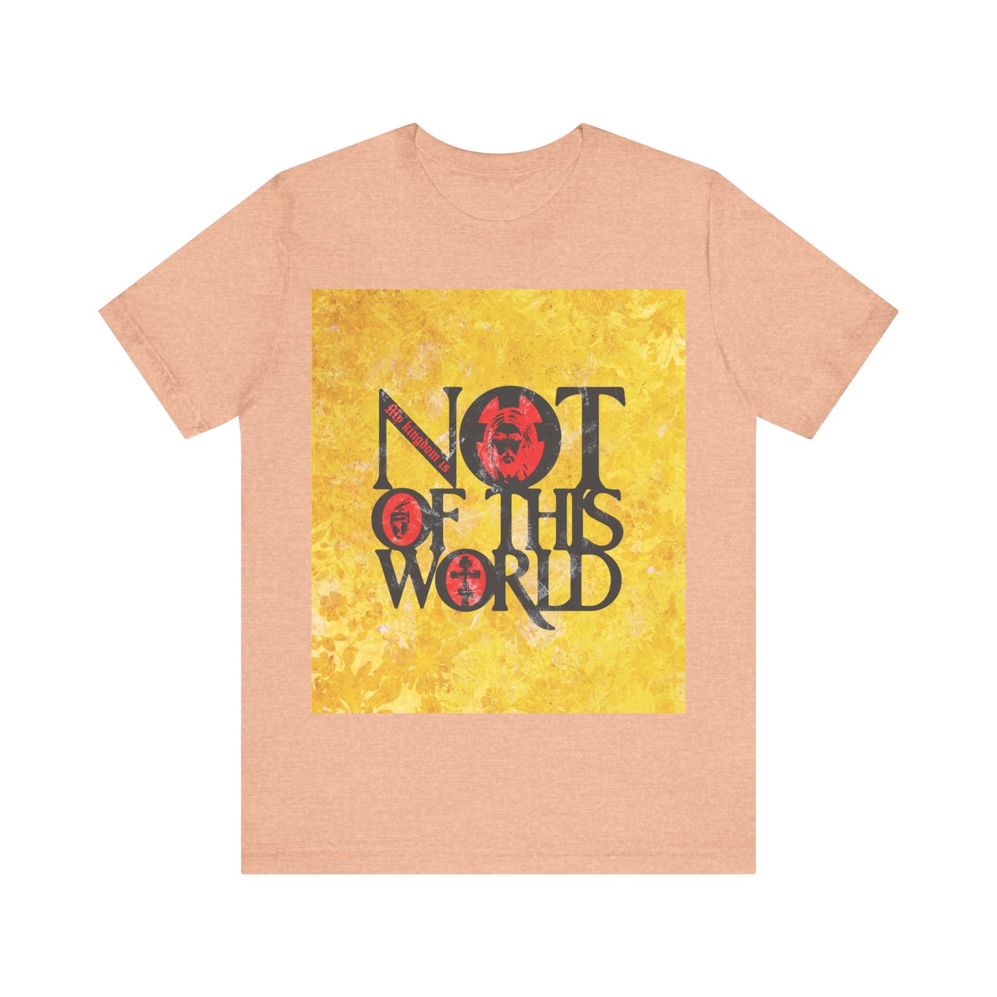 My Kingdom is Not of This World (John 18:36) | Bold Red, Yellow & Black Textured Design with Icon Motifs | Orthodox Christian T-Shirt