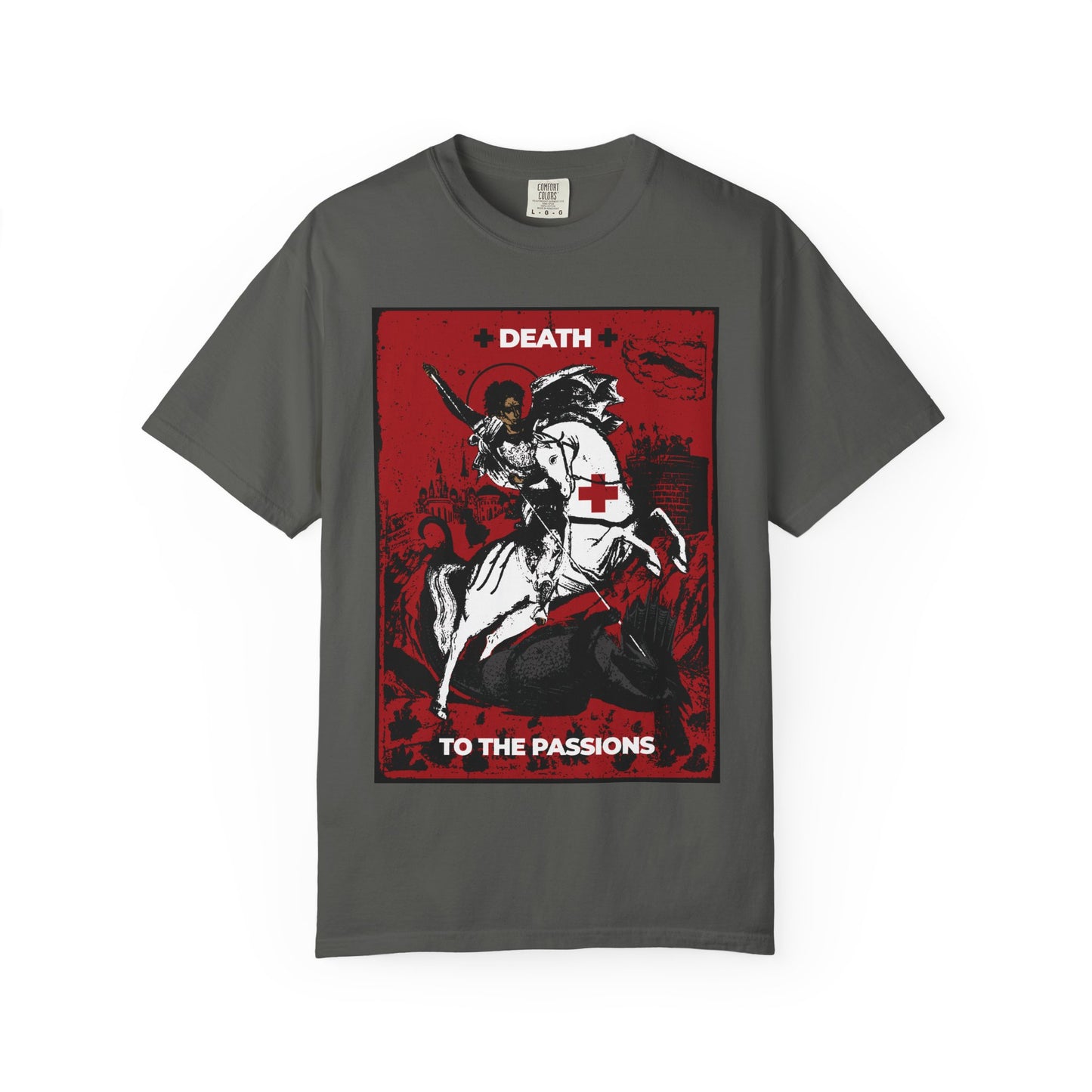 St George Slaying the Dragon | Death to the Passions | Unseen Warfare | Ascetic Orthodox Christianity | Heavyweight Cotton Unisex T-Shirt