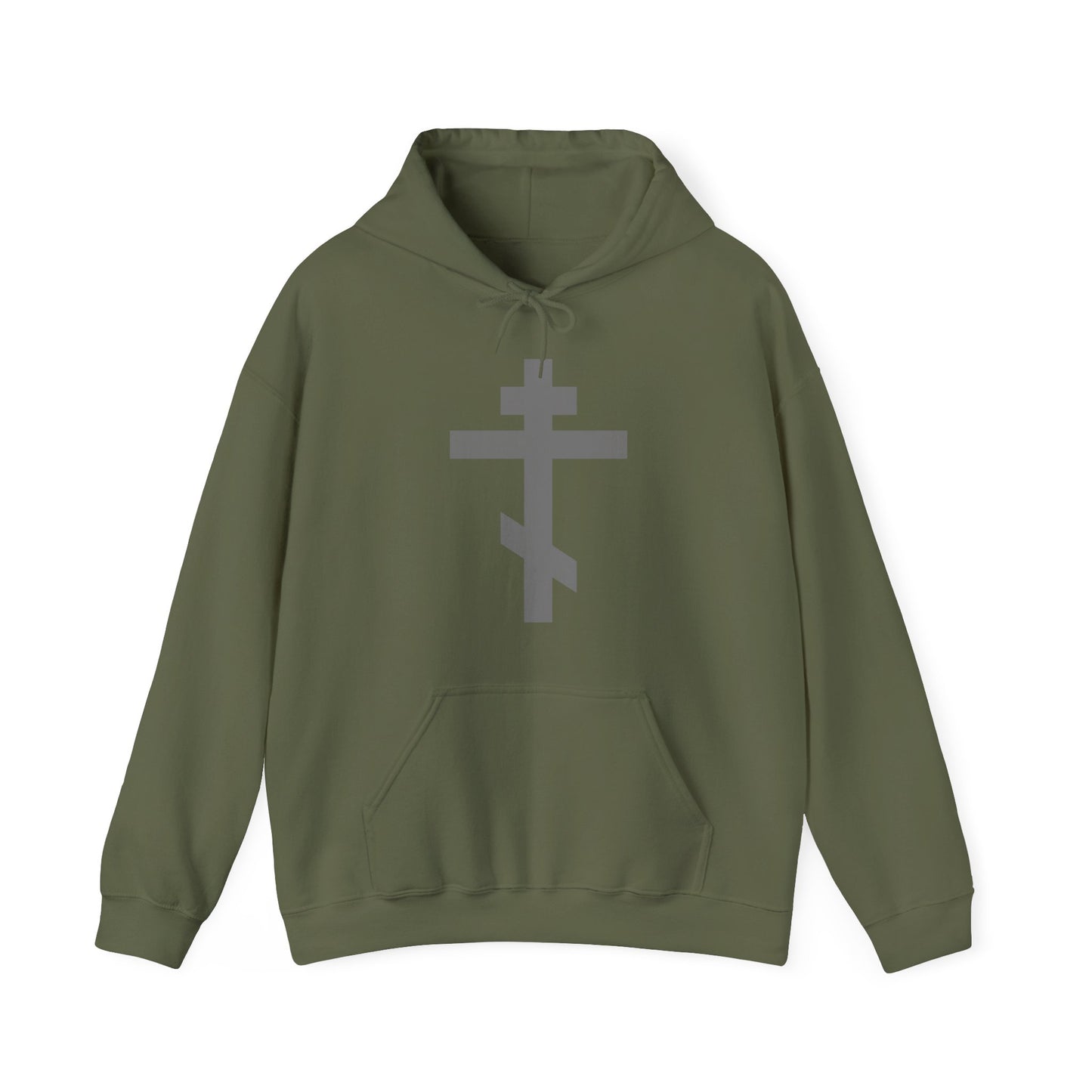 Gray Orthodox Tribar Cross | Preserve Thy People By Thy Cross, O Lord | Christ is King | Christian Streetwear Hoodie