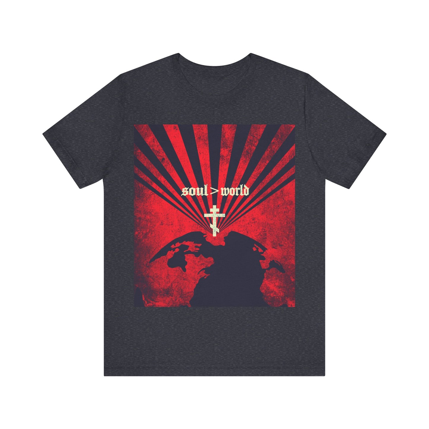 What Shall it Profit a Man | Matthew 16:26 | Soul Is Greater Than World | Red Earth Design with White Cross | Orthodox Christian T-Shirt