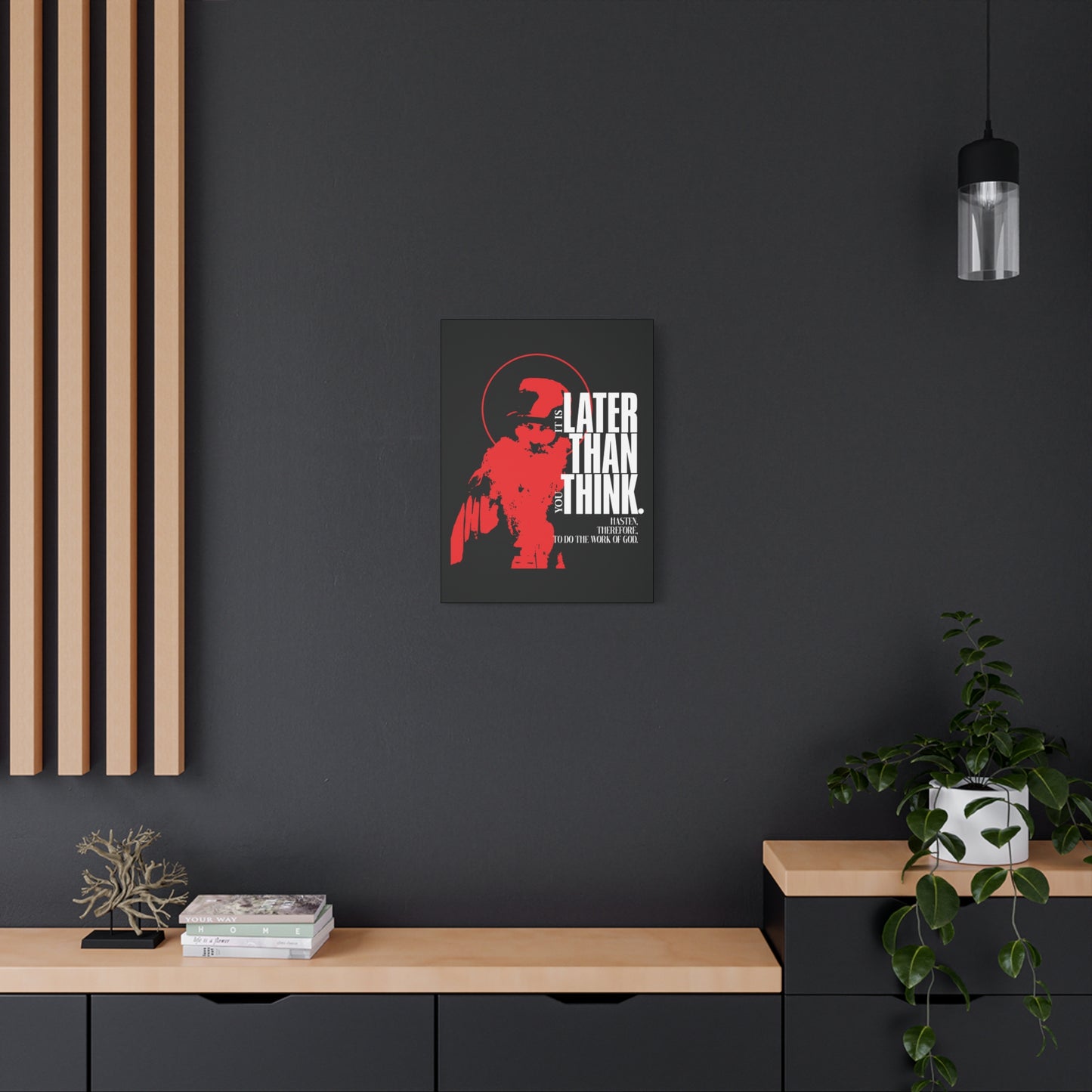 It's Later Than You Think | Seraphim Rose | Minimal Red Design with Halo | Apocalyptic Ethos | Christian Canvas Art