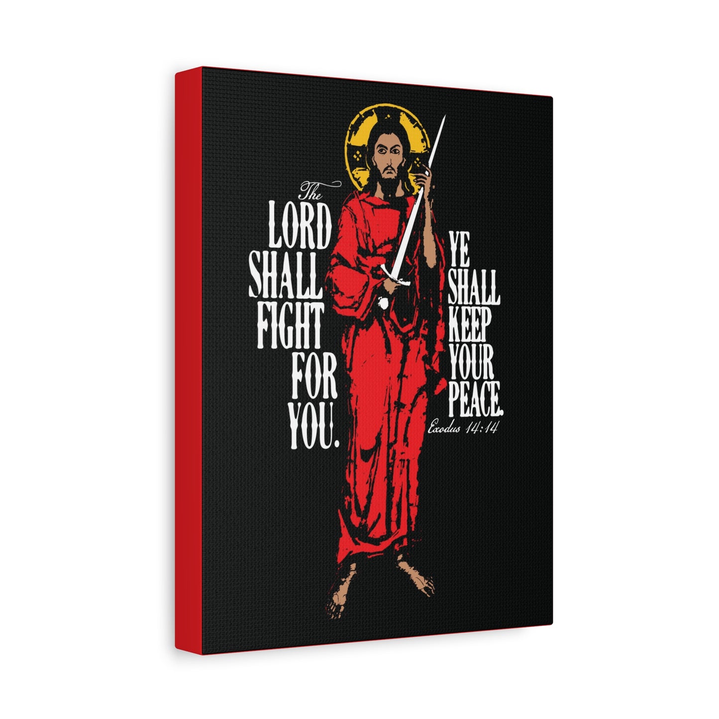 The Lord Shall Fight For You (Exodus 14:14) | Jesus Christ with Sword IconoGraphic | Orthodox Christian Canvas Art