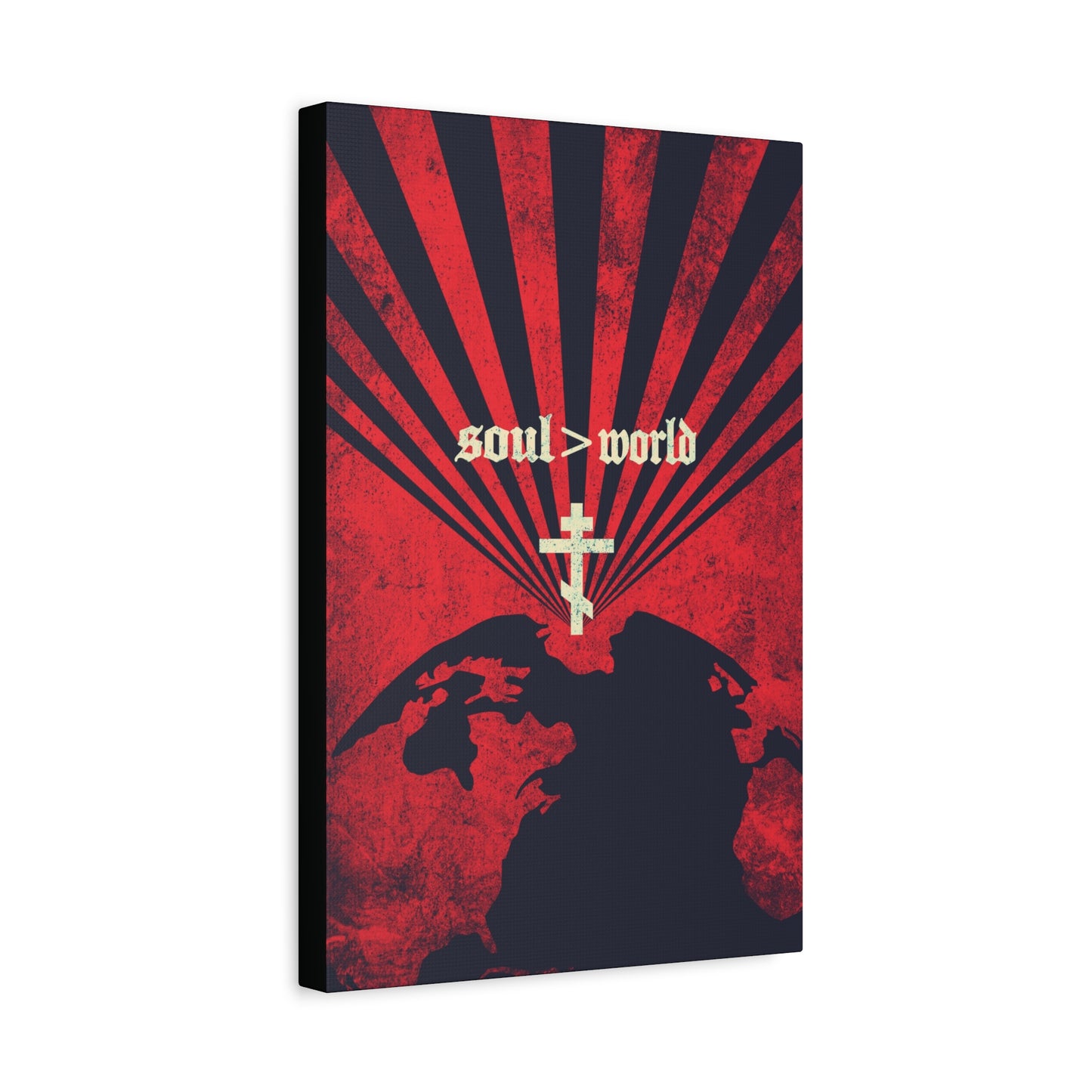 What Shall it Profit a Man | Matthew 16:26 | Soul Is Greater Than World | Red Earth White Cross | Orthodox Christian Canvas Art