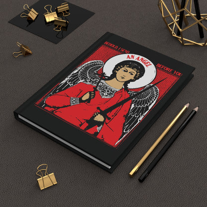 Behold I Send an Angel Before You (Ex 23:20) | Guardian Angel With Cross & Sword IconoGraphic | Orthodox Christian Hardcover Journal