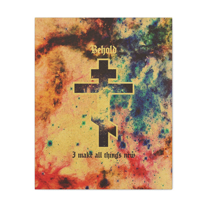 Behold, I Make All Things New (Revelation 21:5) | Cosmic Orthodox Cross On Inverted Starfield | Second Coming | Orthodox Christian Canvas Art