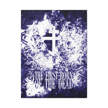 The First-Born of the Dead | Glowing White & Blue Textured Cosmic Orthodox Cross | Resurrection & Apocalypse | Christian Canvas Art
