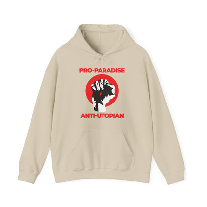Pro-Paradise Anti-Utopian | Jesus Christ Crucified NIKA Fist | Resist the Dominant Secular Paradigm | Orthodox Christian Hoodie