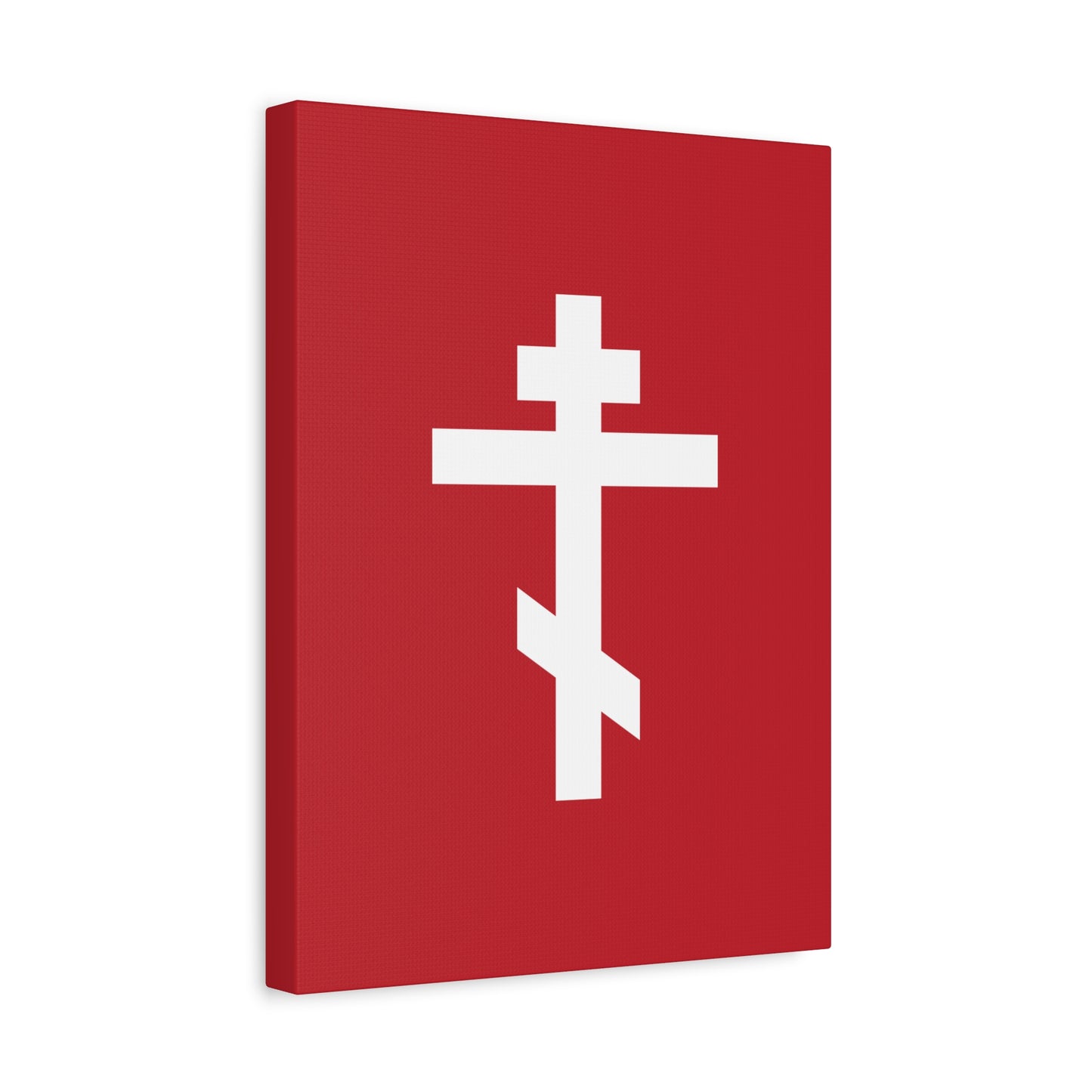 White Orthodox Cross Red Background | The cross is foolishness to those who are perishing, to us it is the power of God | Orthodox Canvas Art