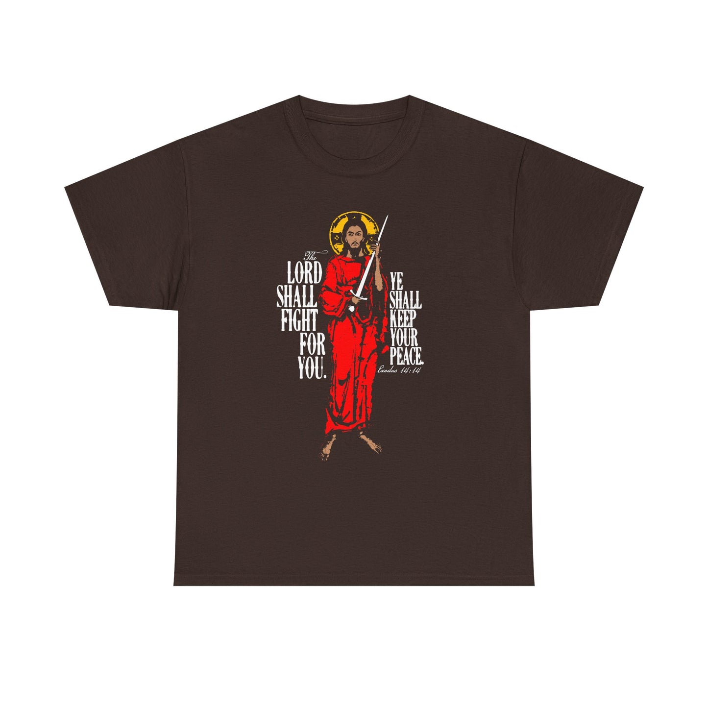 The Lord Shall Fight For You (Exodus 14:14) | Jesus Christ with Sword IconoGraphic | Orthodox Midweight Cotton Unisex Tee
